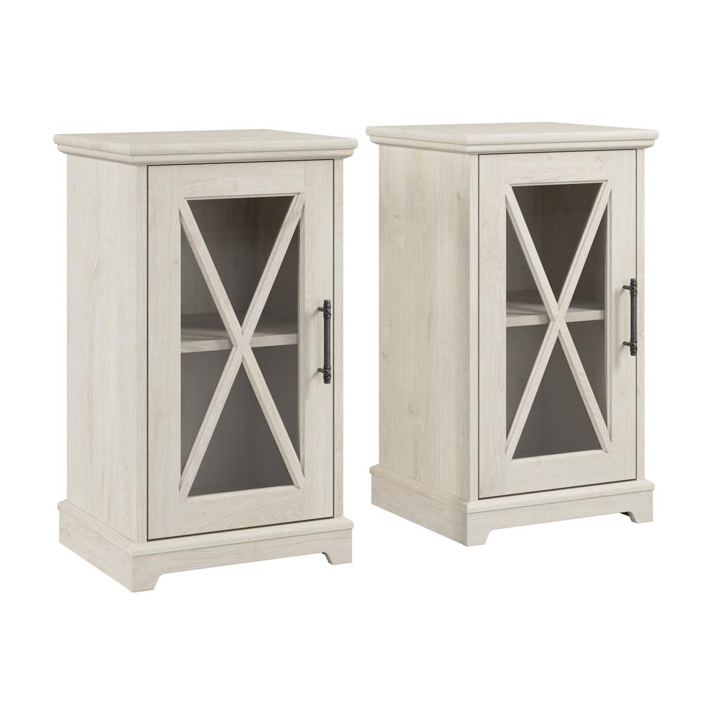 Small Farmhouse End Table with Storage - Set of 2 in Linen White Oak. Picture 1