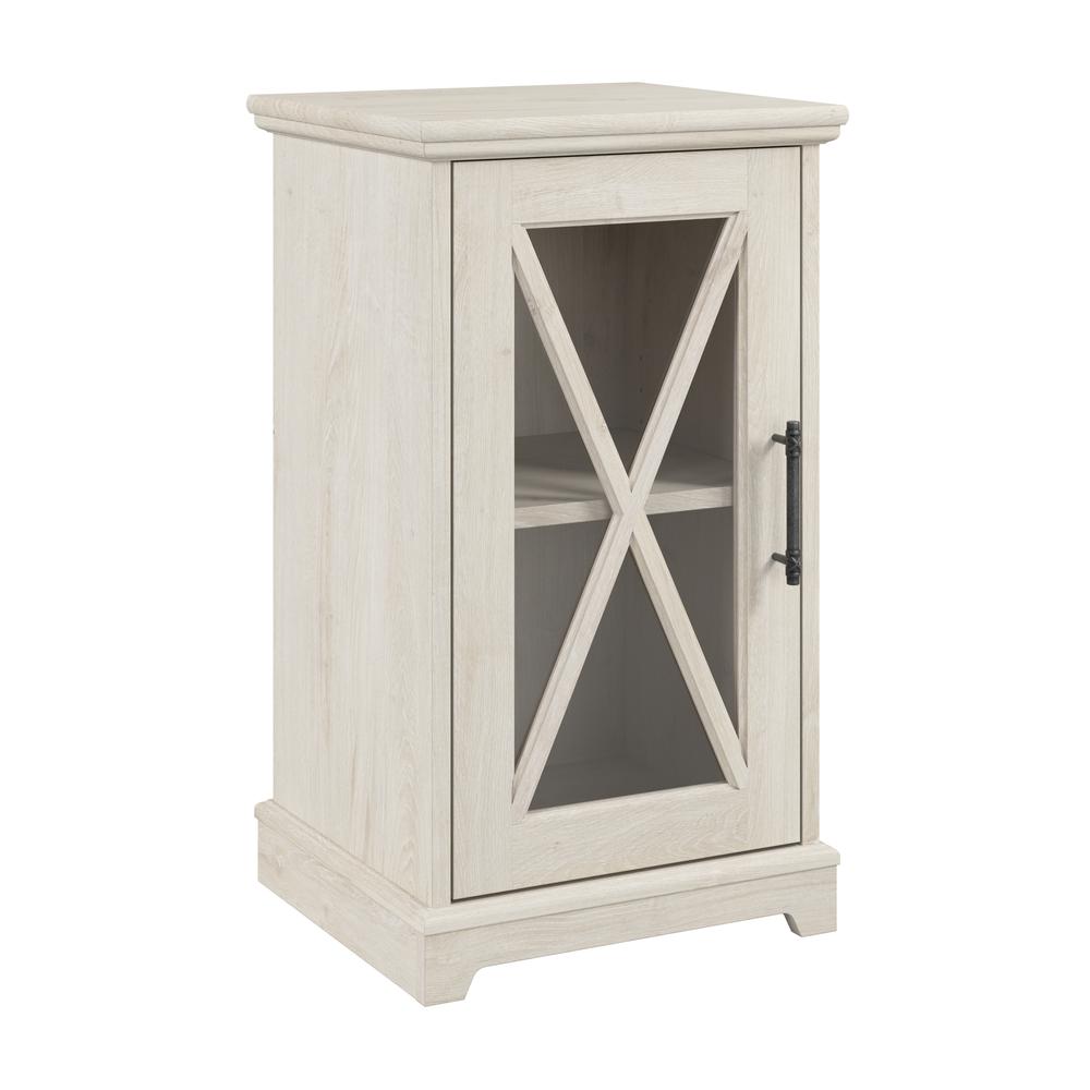 Small Farmhouse End Table with Storage in Linen White Oak. Picture 1