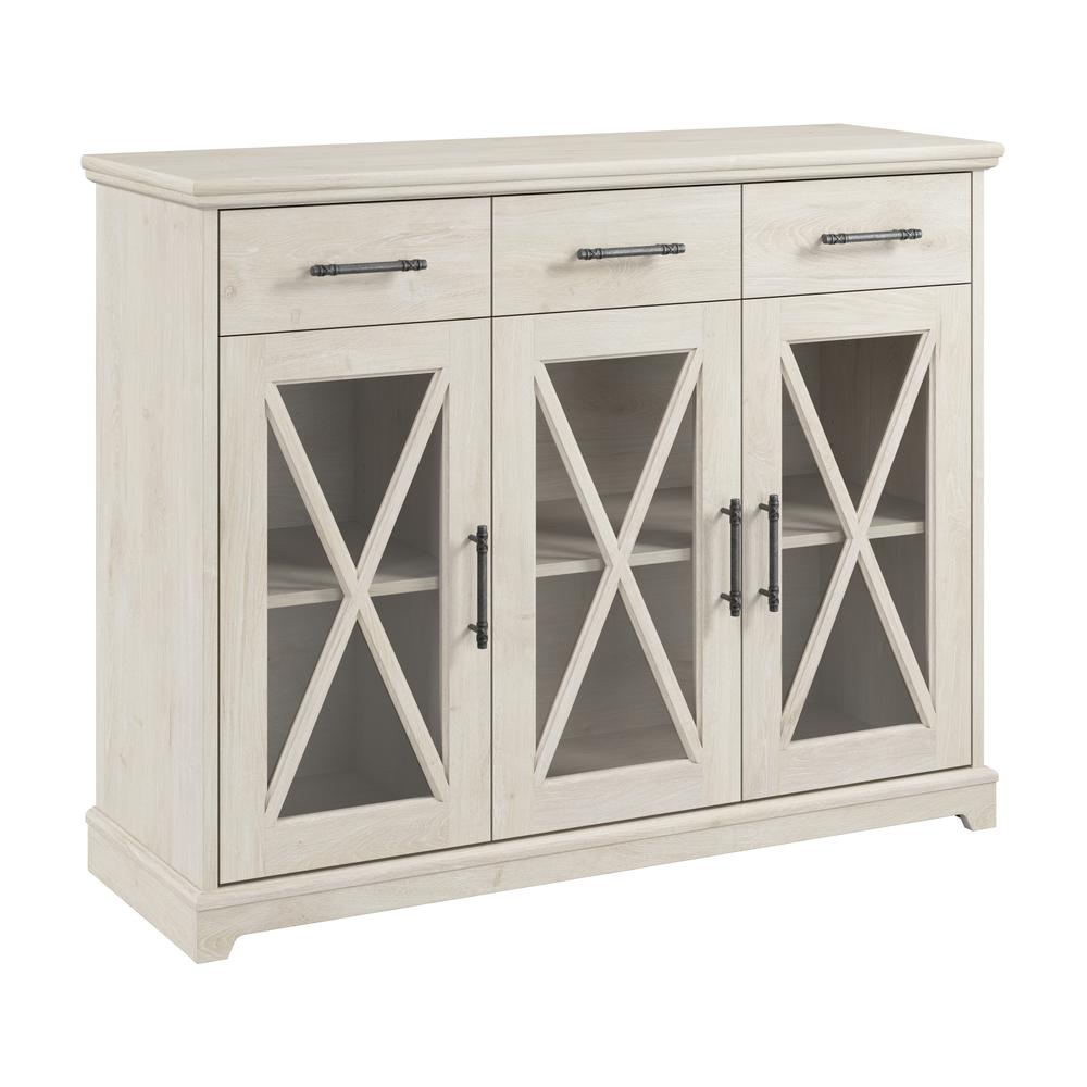 46W Farmhouse Sideboard Buffet Cabinet with Drawers in Linen White Oak. Picture 1