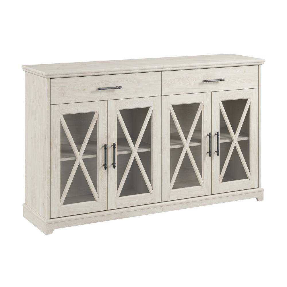 60W Farmhouse Sideboard Buffet Cabinet with Drawers in Linen White Oak. Picture 1
