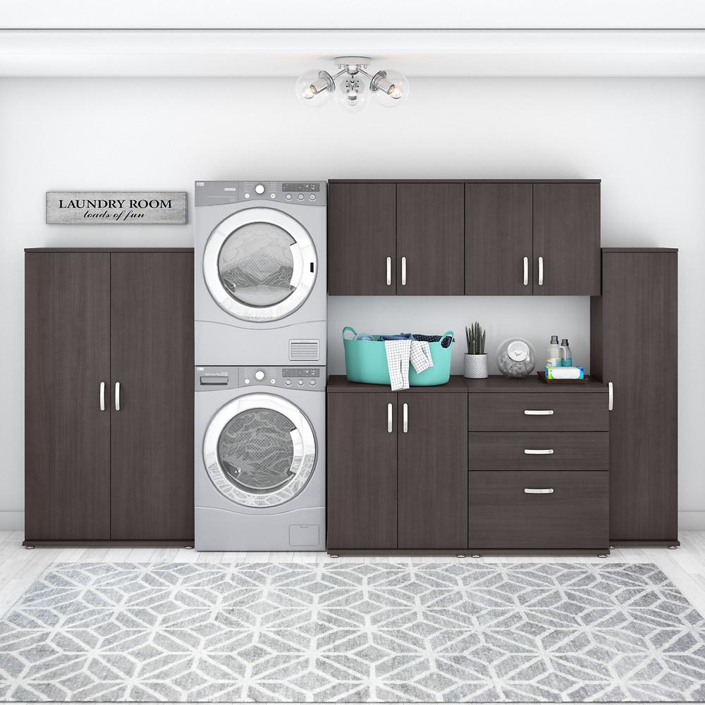 Bush Business Furniture Universal 6 Piece Modular Laundry Room Storage Set with Floor and Wall Cabinets, Storm Gray/Storm Gray. Picture 2