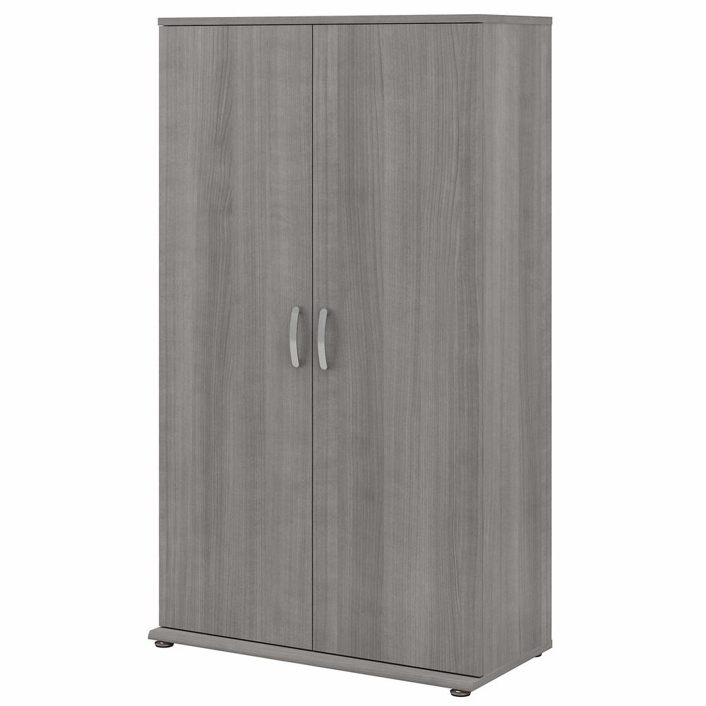 Bush Business Furniture Universal Tall Linen Cabinet with Doors and Shelves, Platinum Gray. Picture 1