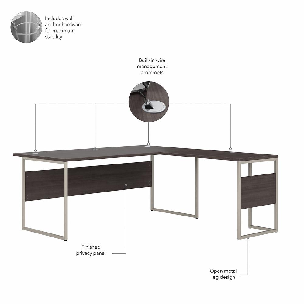 Bush  Furniture Hybrid 72W x 36D L Shaped Table Desk with Metal Legs, Storm Gray/Storm Gray. Picture 3