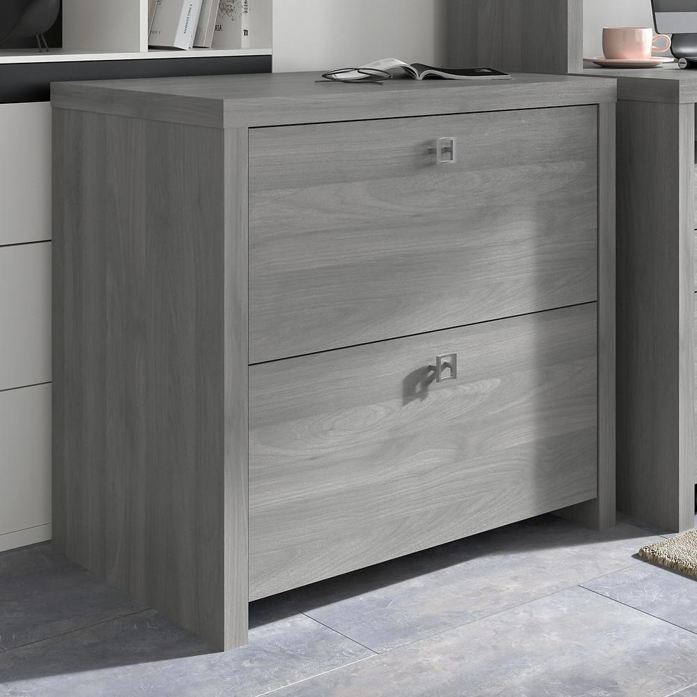 Echo 2 Drawer Lateral File Cabinet in Modern Gray. Picture 2