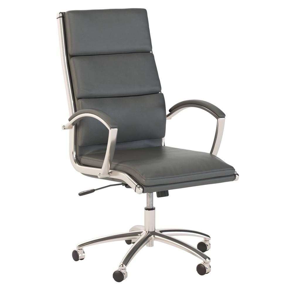 Move 40 Series High Back Leather Executive Office Chair - Dark Gray Leather. Picture 1