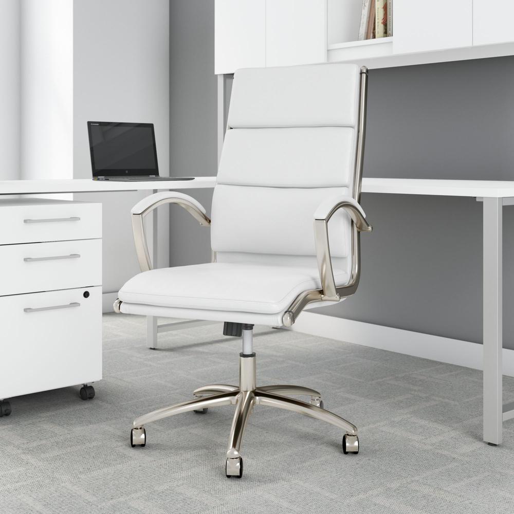 Move 40 Series High Back Leather Executive Office Chair - White Leather. Picture 8