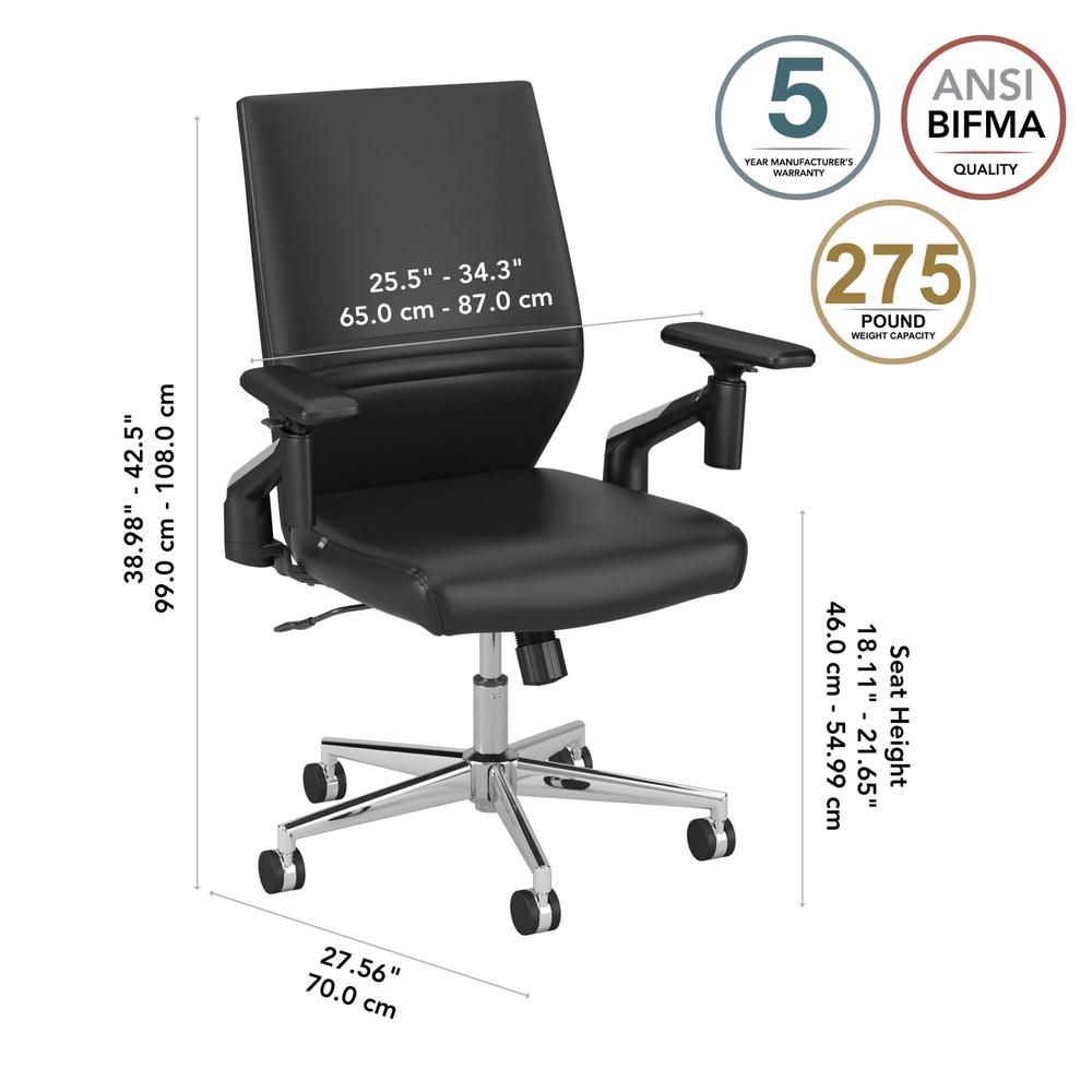Move 40 Series Mid Back Leather Office Chair - Black Leather. Picture 5