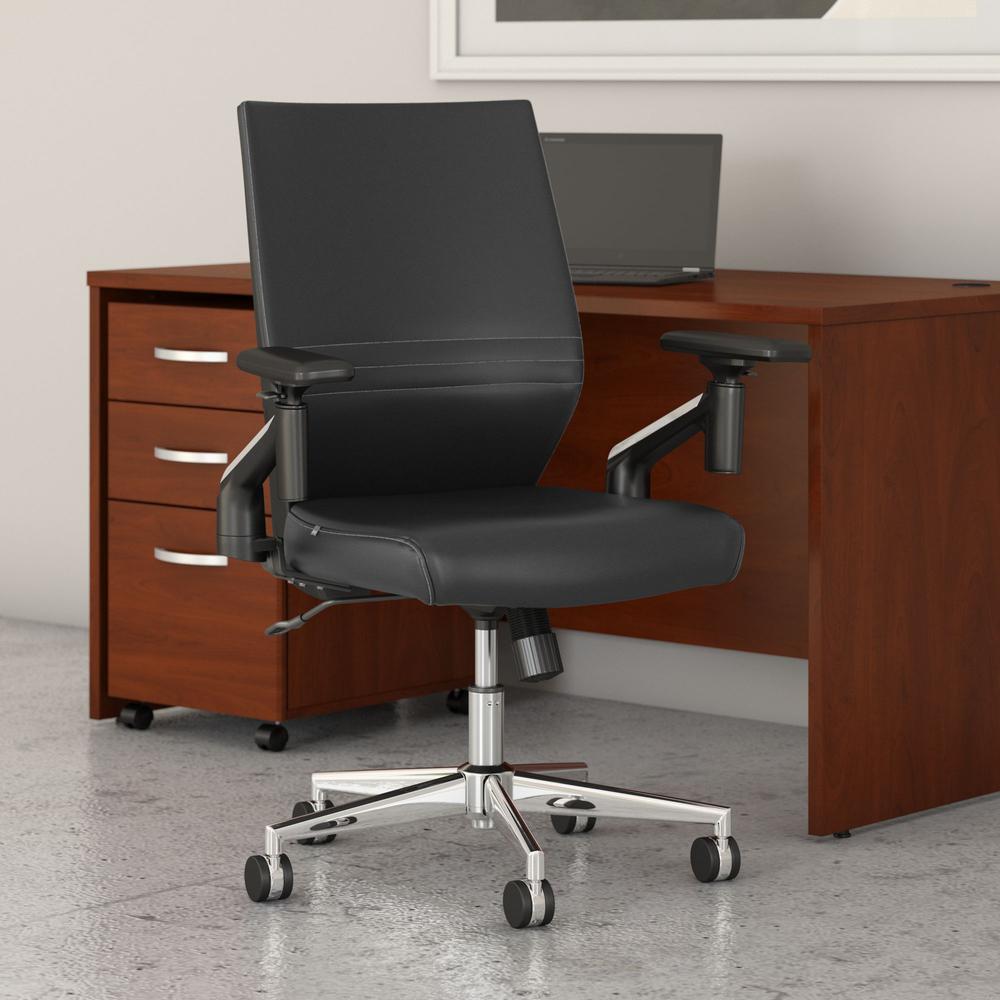 Move 40 Series Mid Back Leather Office Chair - Black Leather. Picture 14