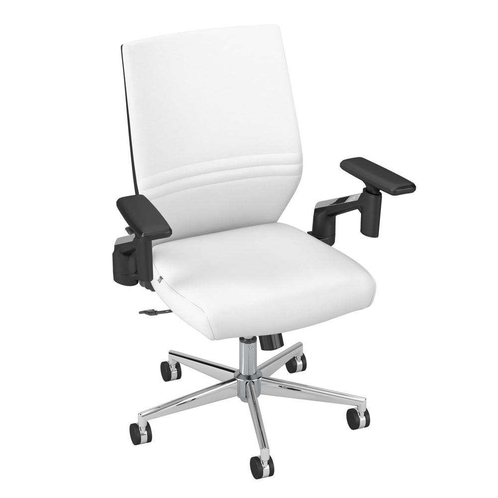 Move 40 Series Mid Back Leather Office Chair - White Leather. Picture 2