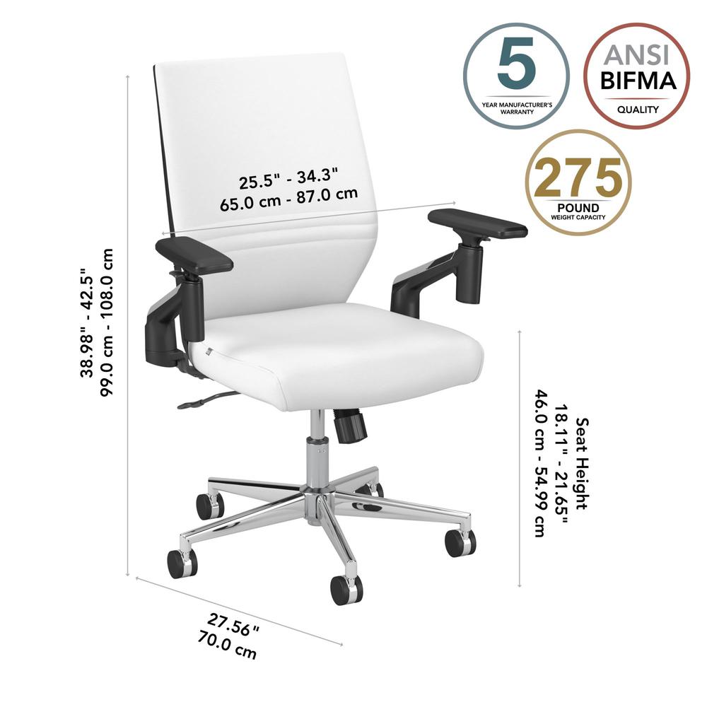 Move 40 Series Mid Back Leather Office Chair - White Leather. Picture 5