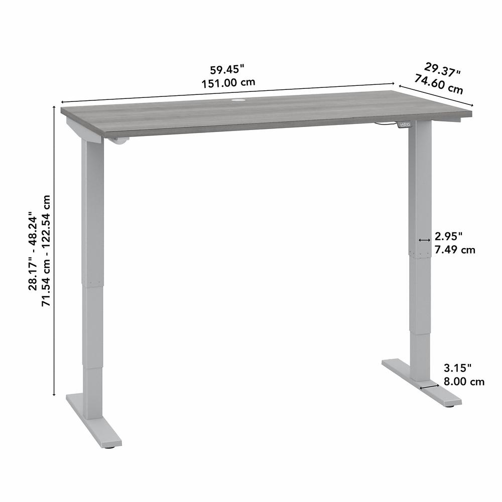 Move 40 Series by Bush Business Furniture 60W x 30D Electric Height Adjustable Standing Desk - Platinum Gray/Cool Gray Metallic. Picture 6
