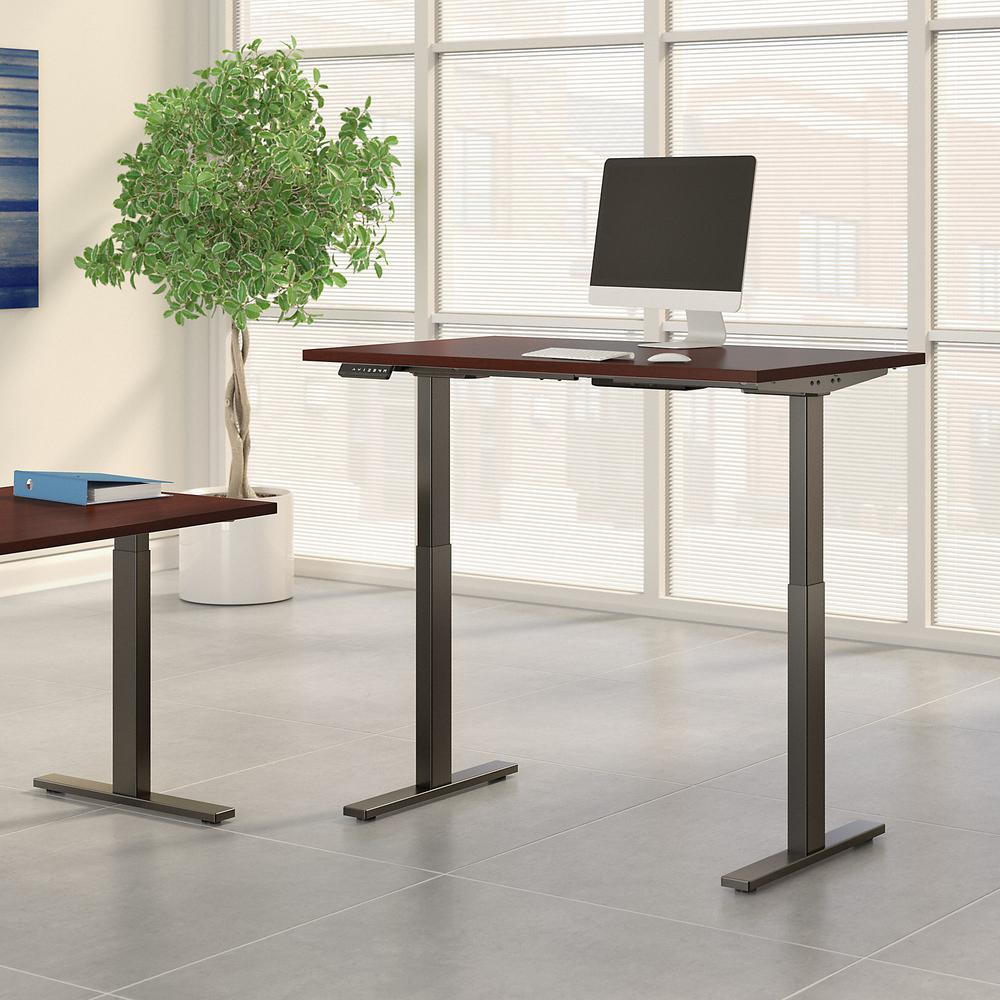 Move 60 Series by Bush Business Furniture 48W x 24D Electric Height Adjustable Standing Desk, Harvest Cherry/Black Powder Coat. Picture 2