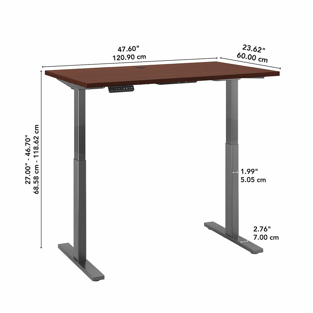 Move 60 Series by Bush Business Furniture 48W x 24D Electric Height Adjustable Standing Desk, Harvest Cherry/Black Powder Coat. Picture 6