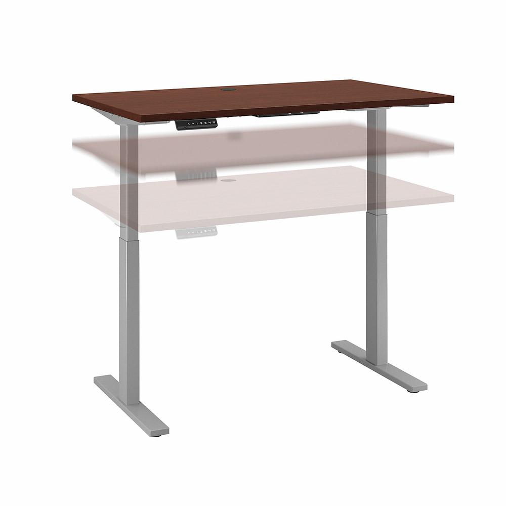 Move 60 Series by Bush Business Furniture 48W x 24D Electric Height Adjustable Standing Desk, Harvest Cherry/Cool Gray Metallic. Picture 1