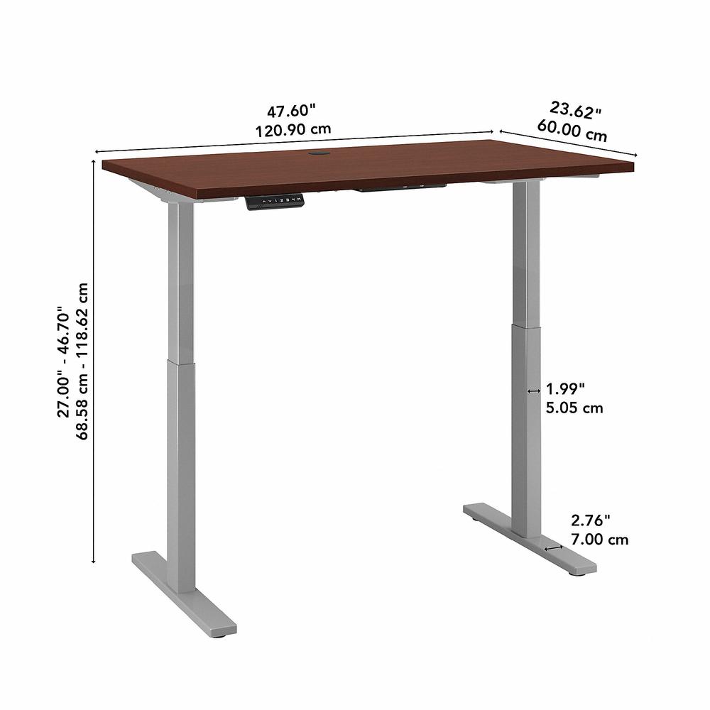 Move 60 Series by Bush Business Furniture 48W x 24D Electric Height Adjustable Standing Desk, Harvest Cherry/Cool Gray Metallic. Picture 6