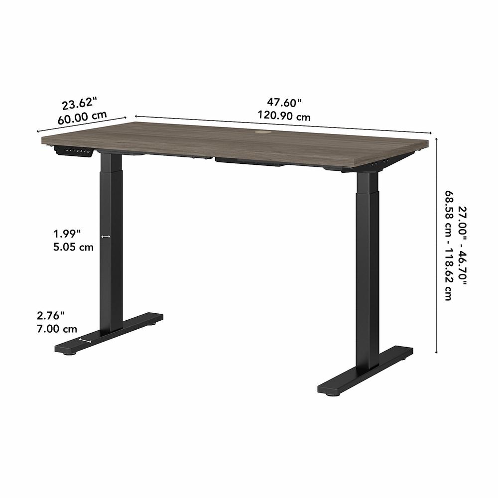 Move 60 Series by Bush Business Furniture 48W x 24D Height Adjustable Standing Desk , Modern Hickory/Black Powder Coat. Picture 6