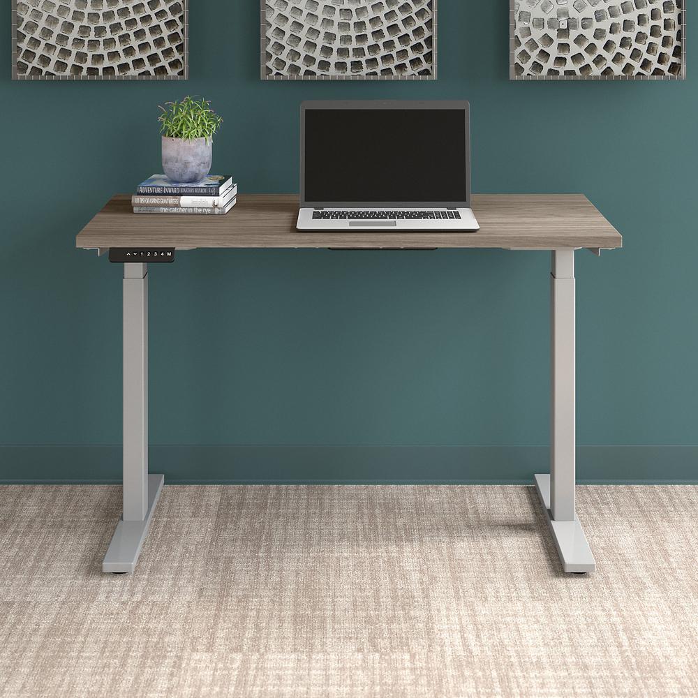 Move 60 Series by Bush Business Furniture 48W x 24D Height Adjustable Standing Desk , Modern Hickory/Cool Gray Metallic. Picture 2