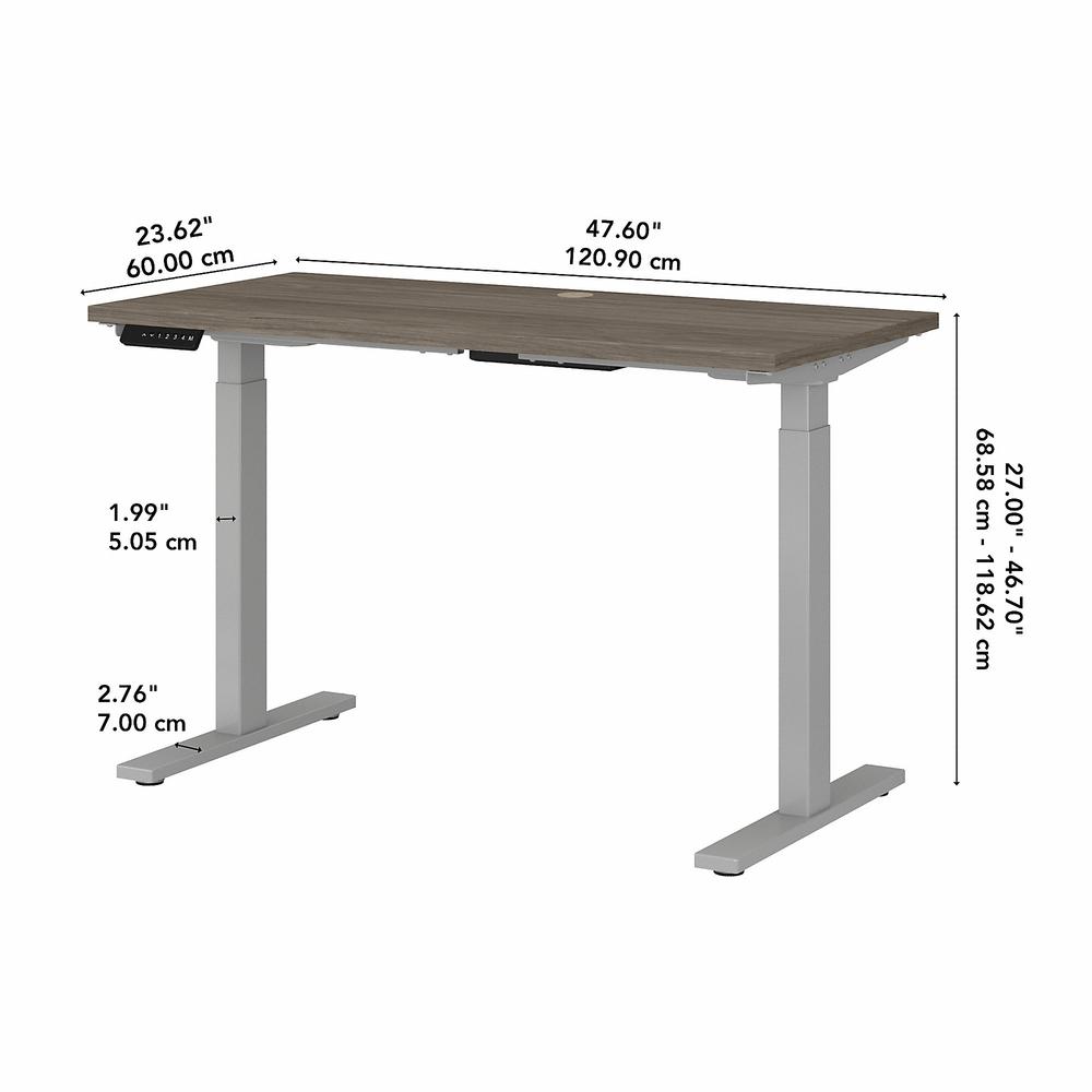 Move 60 Series by Bush Business Furniture 48W x 24D Height Adjustable Standing Desk , Modern Hickory/Cool Gray Metallic. Picture 6