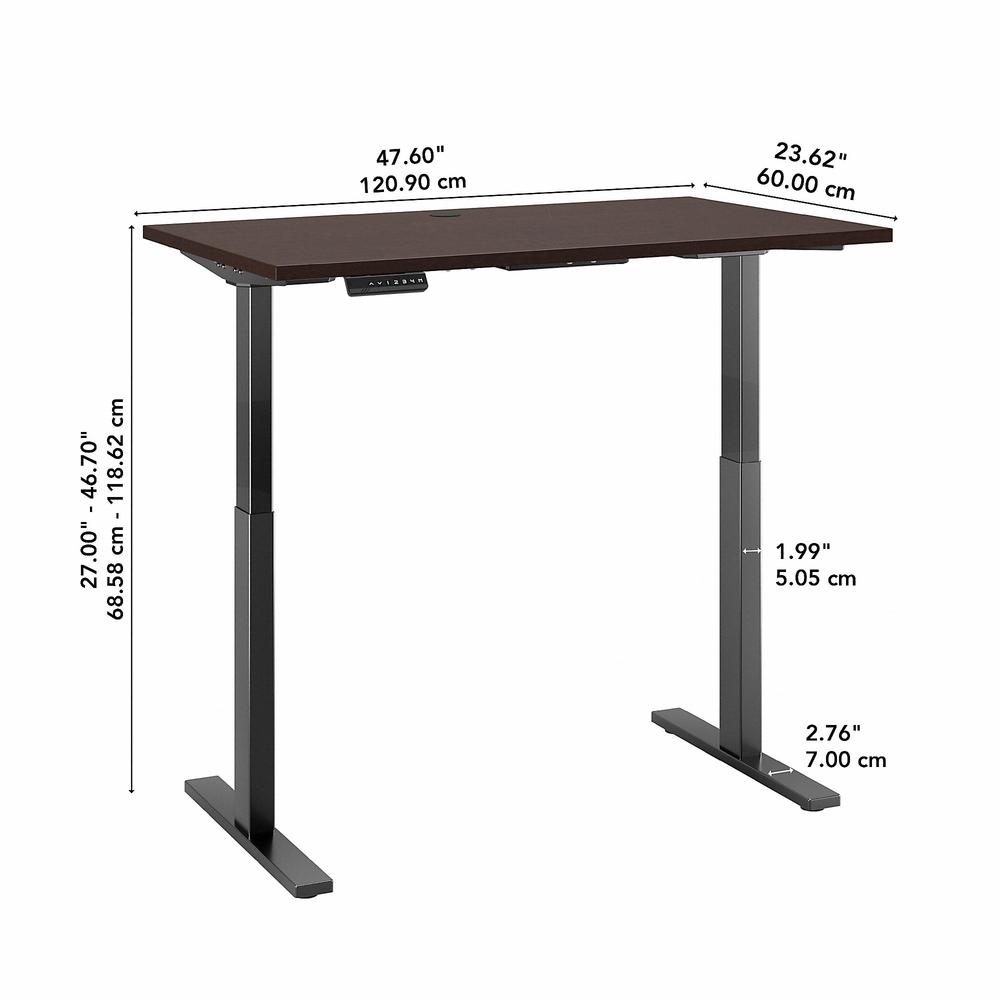 Move 60 Series by Bush Business Furniture 48W x 24D Height Adjustable Standing Desk, Mocha Cherry/Black Powder Coat. Picture 6