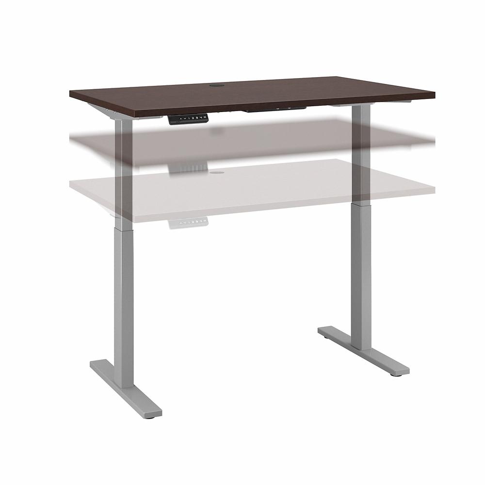 Move 60 Series by Bush Business Furniture 48W x 24D Height Adjustable Standing Desk, Mocha Cherry/Cool Gray Metallic. Picture 1