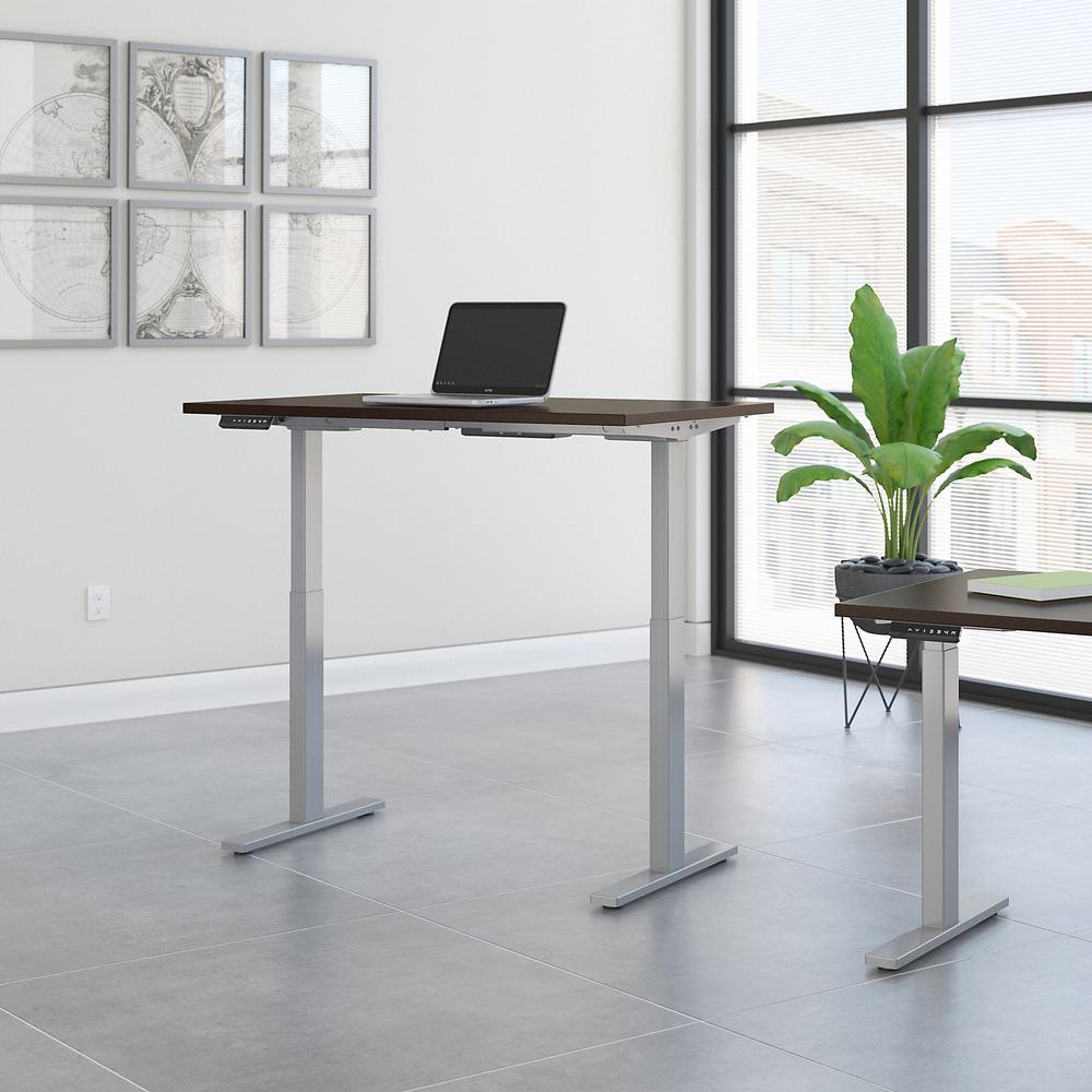 Move 60 Series by Bush Business Furniture 48W x 24D Height Adjustable Standing Desk, Mocha Cherry/Cool Gray Metallic. Picture 2