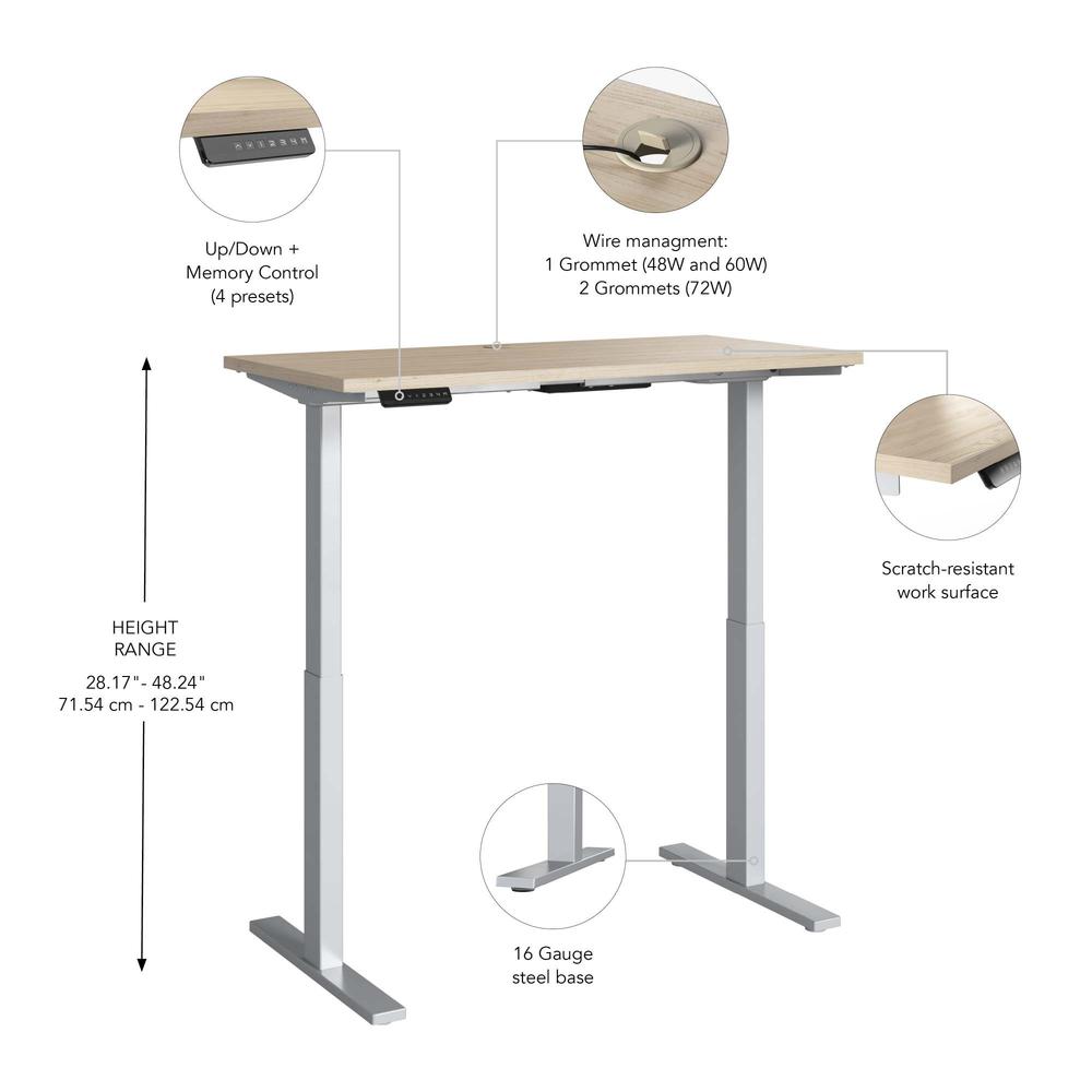 Electric Height Adjustable Standing Desk in Natural Elm with Silver Base. Picture 7