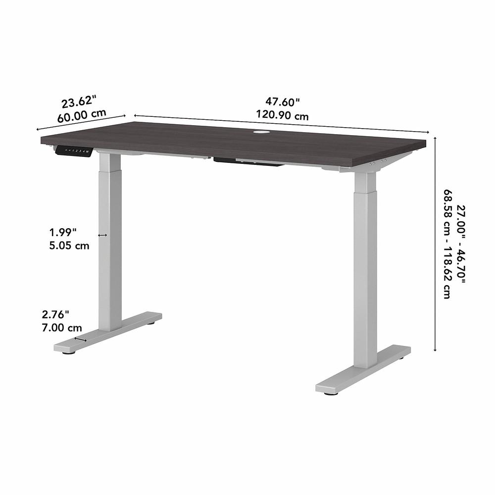 Move 60 Series by Bush Business Furniture 48W x 24D Height Adjustable Standing Desk , Storm Gray/Cool Gray Metallic. Picture 6