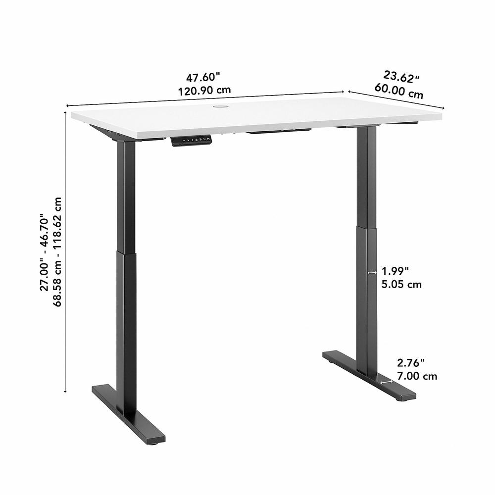 Move 60 Series by Bush Business Furniture 48W x 24D Electric Height Adjustable Standing Desk, White/Black Powder Coat. Picture 6