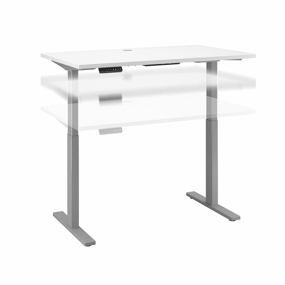 Move 60 Series by Bush Business Furniture 48W x 24D Electric Height Adjustable Standing Desk, White/Cool Gray Metallic. Picture 1