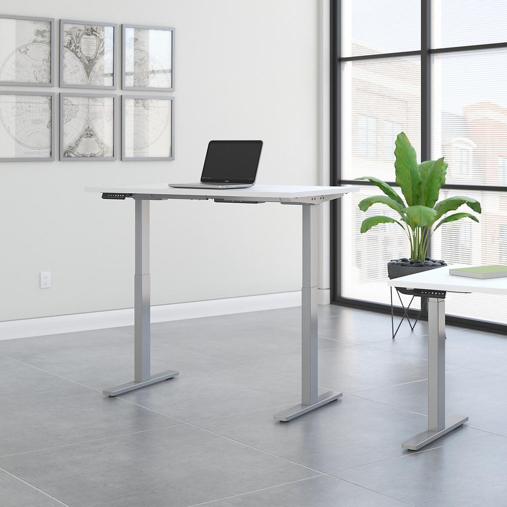 Move 60 Series by Bush Business Furniture 48W x 24D Electric Height Adjustable Standing Desk, White/Cool Gray Metallic. Picture 2