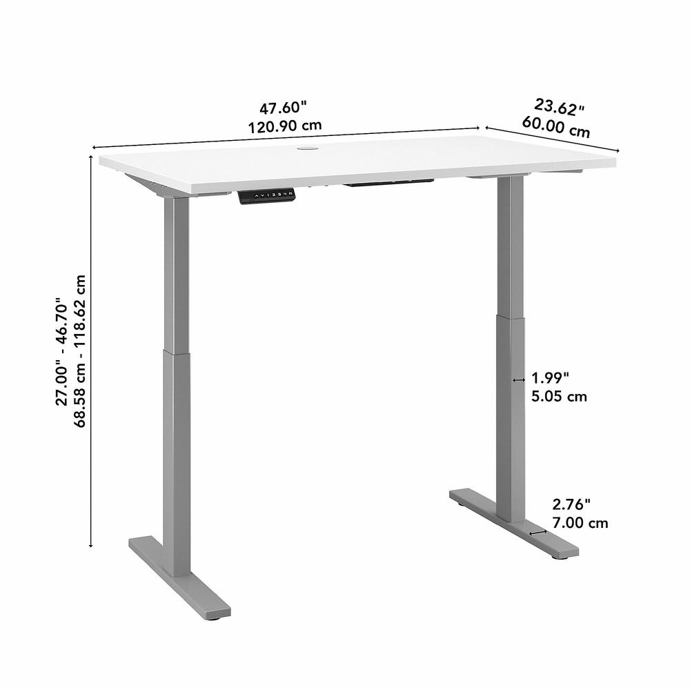 Move 60 Series by Bush Business Furniture 48W x 24D Electric Height Adjustable Standing Desk, White/Cool Gray Metallic. Picture 6