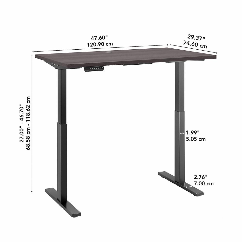 Move 60 Series by Bush Business Furniture 48W x 30D Height Adjustable Standing Desk, Storm Gray/Black Powder Coat. Picture 6