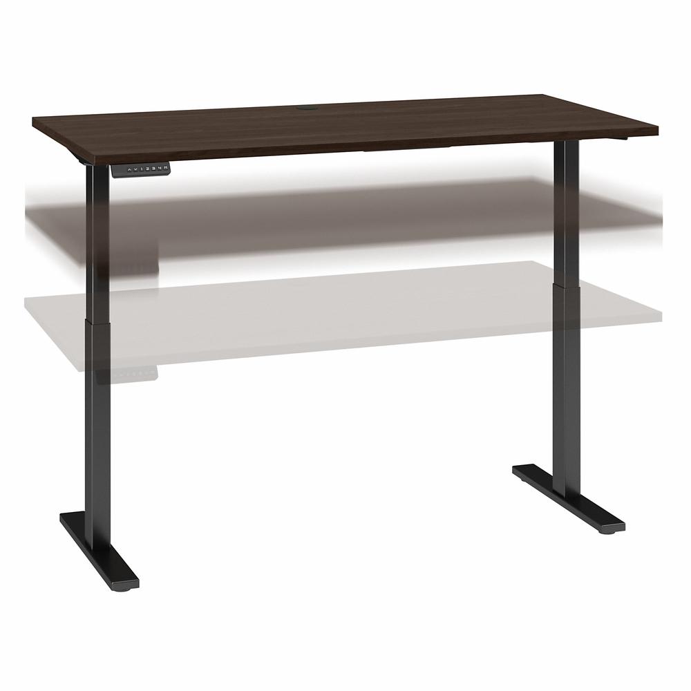 Move 60 Series by Bush Business Furniture 60W x 30D Electric Height Adjustable Standing Desk - Black Walnut/Black Powder Coat. Picture 1