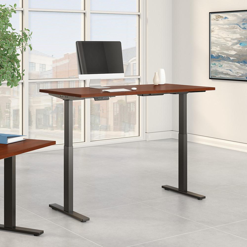 Move 60 Series by Bush Business Furniture 60W x 30D Height Adjustable Standing Desk, Hansen Cherry/Black Powder Coat. Picture 2