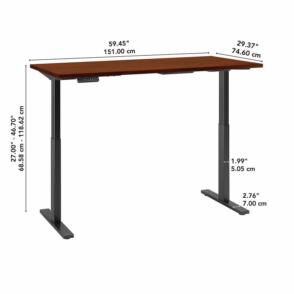 Move 60 Series by Bush Business Furniture 60W x 30D Height Adjustable Standing Desk, Hansen Cherry/Black Powder Coat. Picture 6