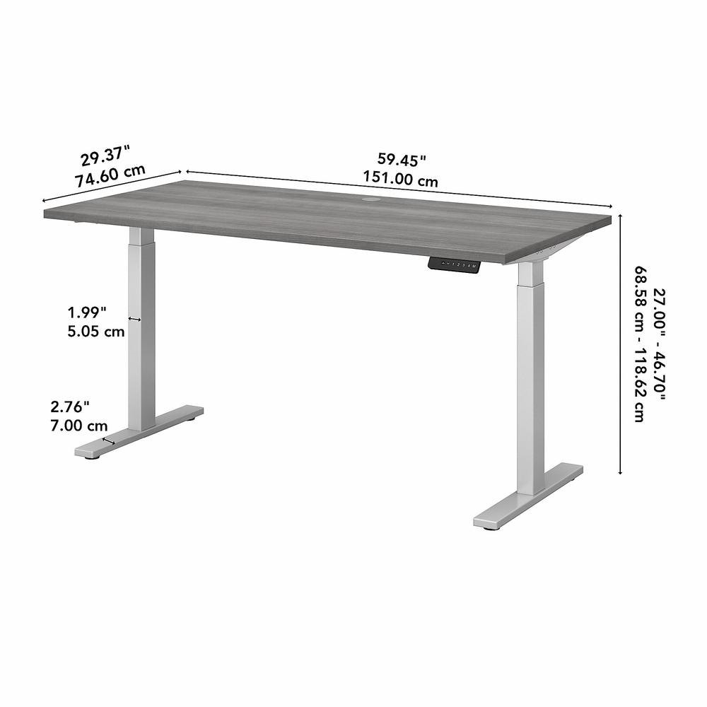 Move 60 Series by Bush Business Furniture 60W x 30D Height Adjustable Standing Desk , Platinum Gray/Cool Gray Metallic. Picture 6