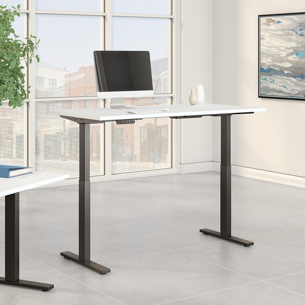 Move 60 Series by Bush Business Furniture 60W x 30D Height Adjustable Standing Desk, White/Black Powder Coat. Picture 2