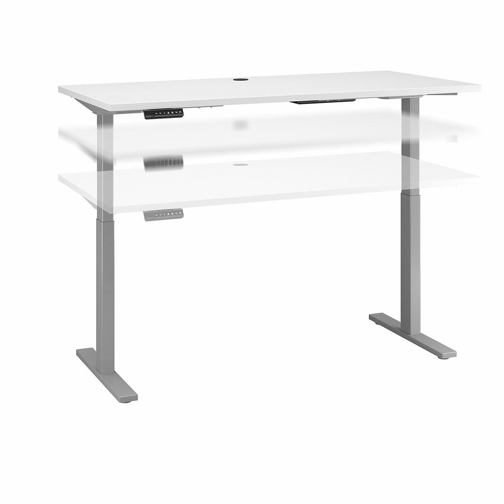 Move 60 Series by Bush Business Furniture 60W x 30D Height Adjustable Standing Desk, White/Cool Gray Metallic. Picture 1