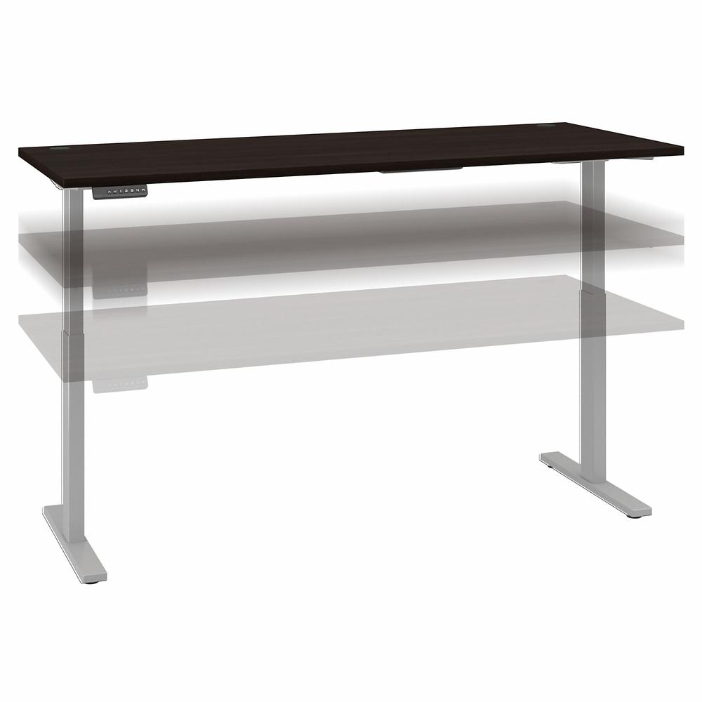 Move 60 Series by Bush Business Furniture 72W x 30D Electric Height Adjustable Standing Desk - Black Walnut/Cool Gray Metallic. Picture 1