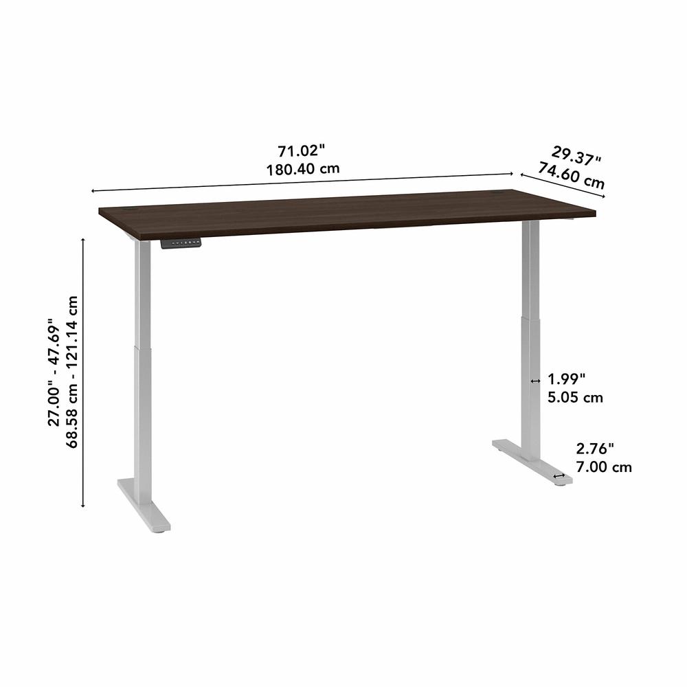 Move 60 Series by Bush Business Furniture 72W x 30D Electric Height Adjustable Standing Desk - Black Walnut/Cool Gray Metallic. Picture 6