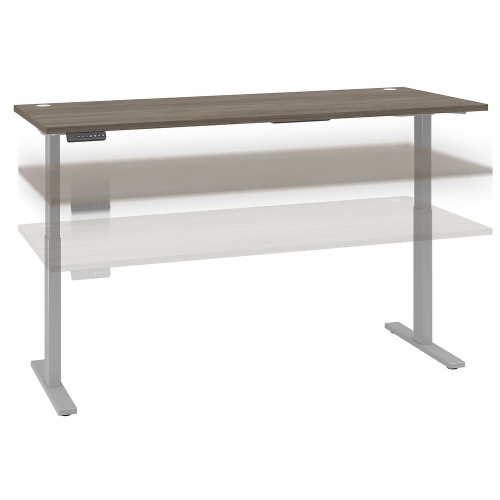 Move 60 Series by Bush Business Furniture 72W x 30D Height Adjustable Standing Desk , Modern Hickory/Cool Gray Metallic. Picture 1