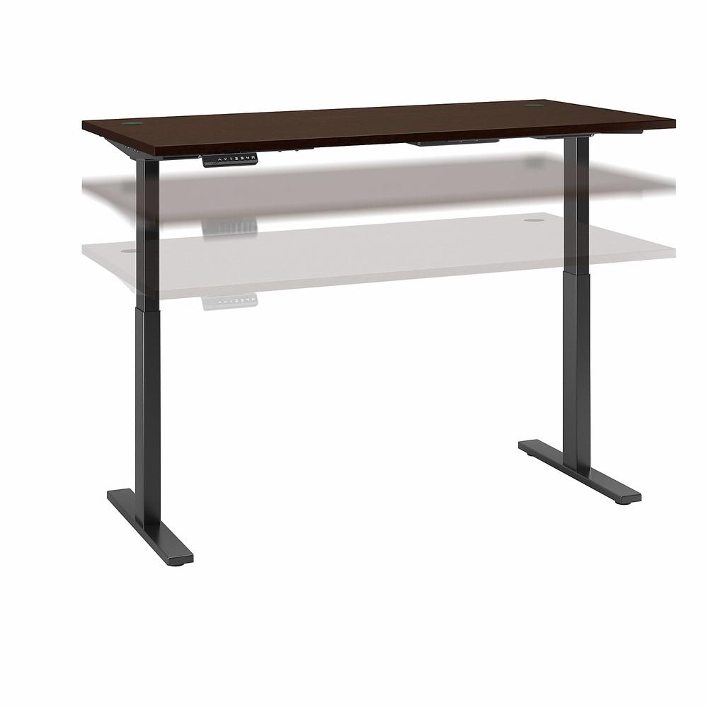 Move 60 Series by Bush Business Furniture 72W x 30D Height Adjustable Standing Desk, Mocha Cherry/Black Powder Coat. Picture 1