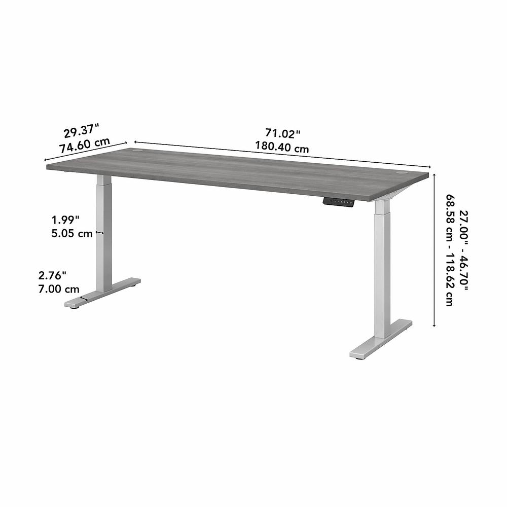 Move 60 Series by Bush Business Furniture 72W x 30D Height Adjustable Standing Desk , Platinum Gray/Cool Gray Metallic. Picture 6