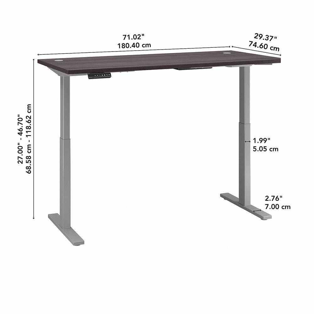 Move 60 Series by Bush Business Furniture 72W x 30D Height Adjustable Standing Desk, Storm Gray/Cool Gray Metallic. Picture 6