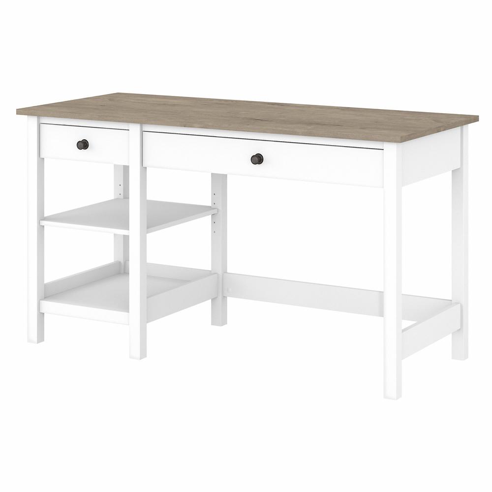 Bush Furniture Mayfield 54W Computer Desk with Shelves, Shiplap Gray/Pure White. Picture 1