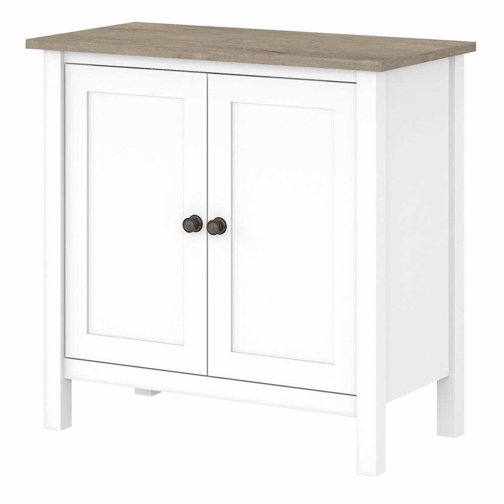 Bush Furniture Mayfield Accent Storage Cabinet with Doors, Shiplap Gray/Pure White. Picture 1