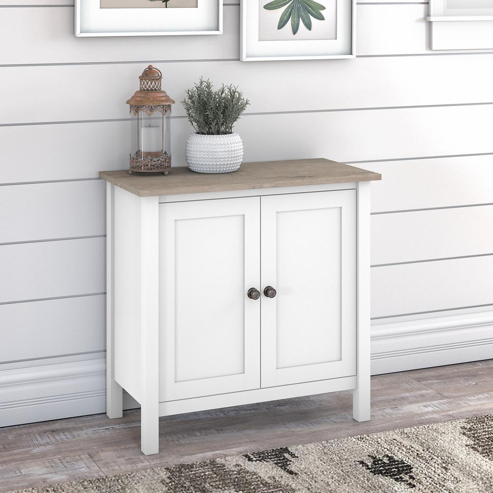 Bush Furniture Mayfield Accent Storage Cabinet with Doors, Shiplap Gray/Pure White. Picture 2