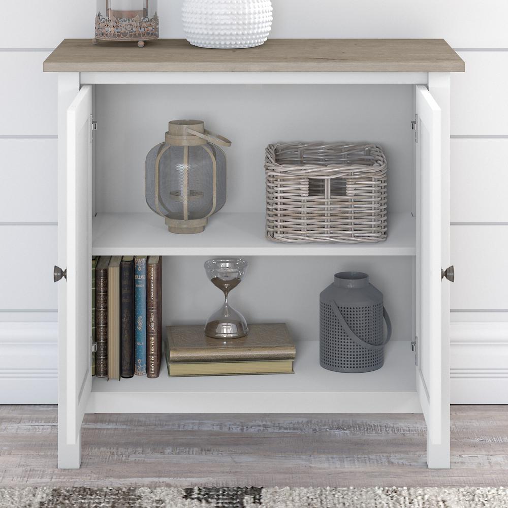 Bush Furniture Mayfield Accent Storage Cabinet with Doors, Shiplap Gray/Pure White. Picture 4
