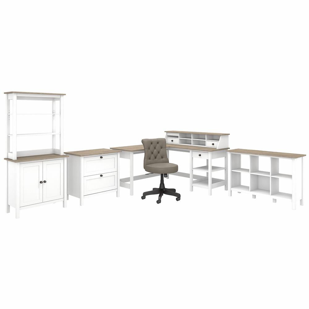 Bush Furniture Mayfield 60W L Shaped Computer Desk with Chair and Storage. Picture 1