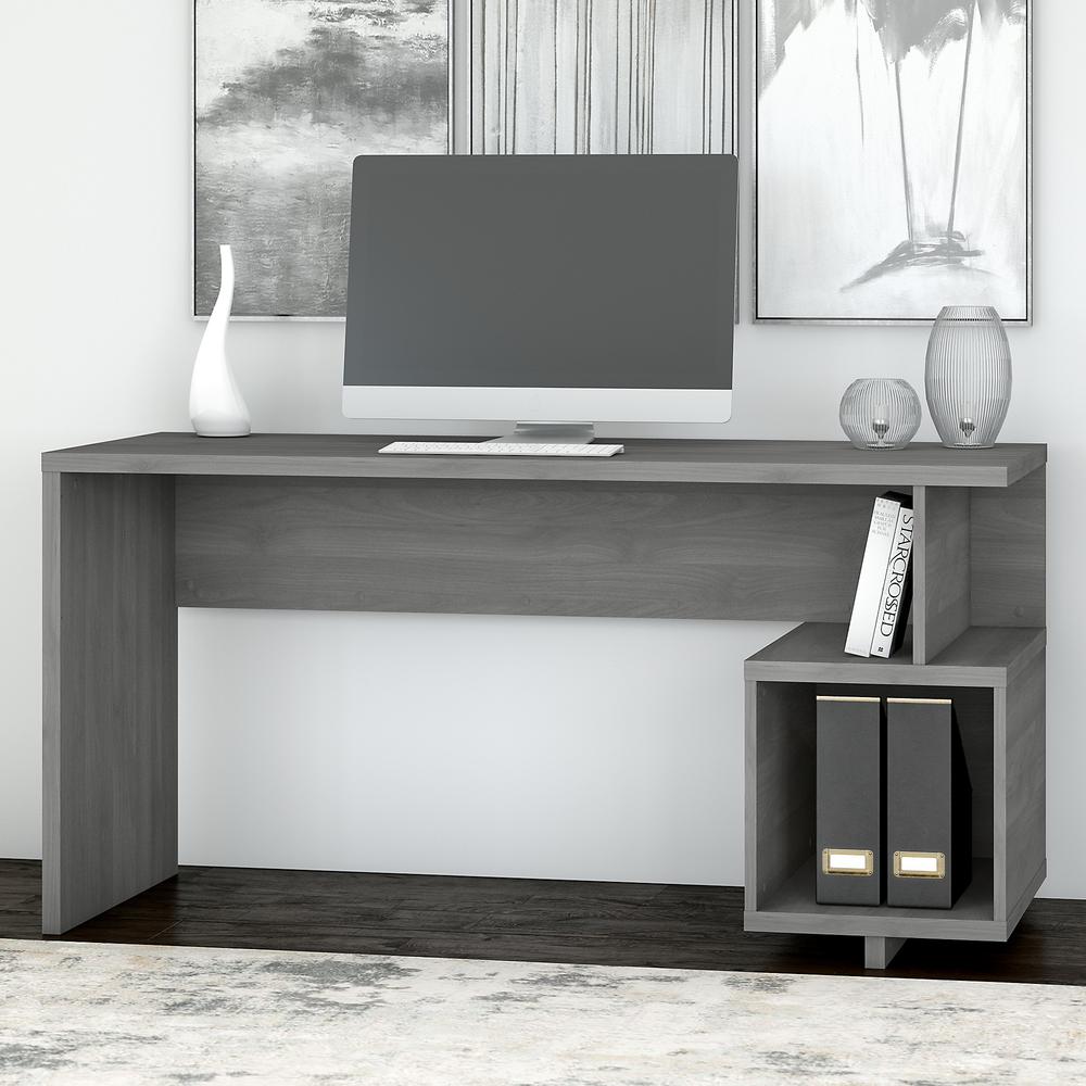 Madison Avenue 60W Writing Desk with Storage Cubby, Modern Gray. Picture 2